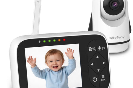 Monitor Para Bebé-Hb6336 Con Cámara Y Audio, Pantalla a Color IPS De 3.2", Zoom De Giro Remoto Completo, Visión Nocturna IR, Alcance De 1000 Ft., Montaje En Pared, Monitor De Bebé Sin Wifi