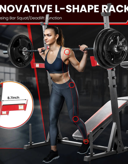 Load image into Gallery viewer, Adjustable Weight Bench 900LBS Olympic Weight Bench Set with Squat Rack, Preacher Curl, Leg Extension Full Body Exercise Workout Bench Press for Home Gym
