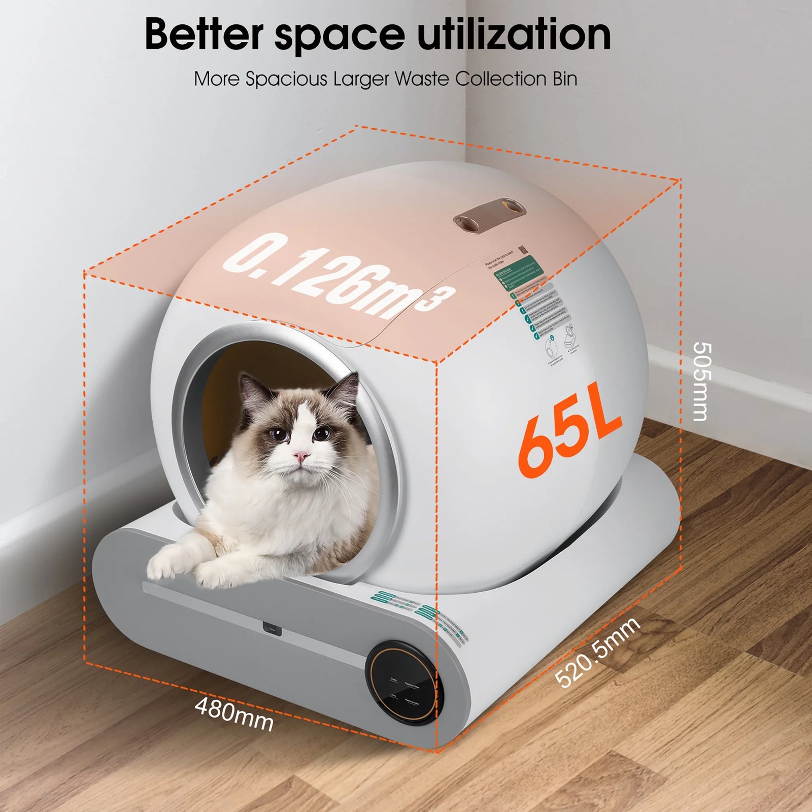 Caja De Arena Autolimpiante, Caja De Arena Automática Para Gatos Con Soporte De Control Por Aplicación, Protección De Seguridad Integrada, Caja De Arena Automática Inteligente Para Gatos Con Forro