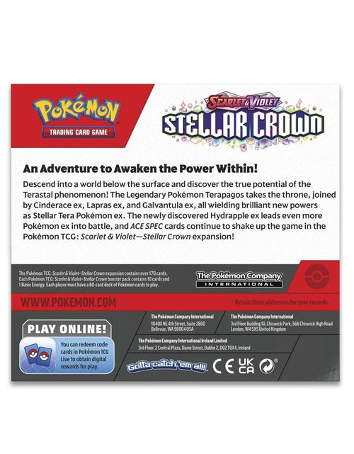 Load image into Gallery viewer, Pokemon Trading Card Game: Scarlet and Violet Stellar Crown Booster Box 36 Count
