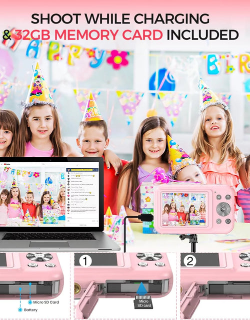 Load image into Gallery viewer, Cámara Digital Cámara Para Niños Con Tarjeta De 32GB FHD 1080P 44MP Cámara Para Vlogging Zoom Digital 16X Cámara Portátil (Rosa)
