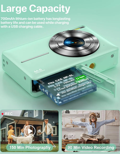 Load image into Gallery viewer, Digital Camera FHD1080P 44MP Portable Camera for Kids 2.4"LCD Screen Small Video Camera with 32G Card
