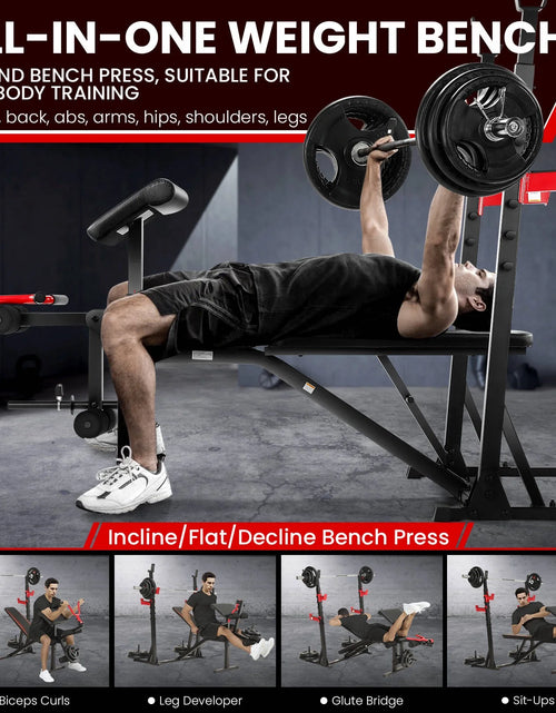 Load image into Gallery viewer, Adjustable Weight Bench 900LBS Olympic Weight Bench Set with Squat Rack, Preacher Curl, Leg Extension Full Body Exercise Workout Bench Press for Home Gym
