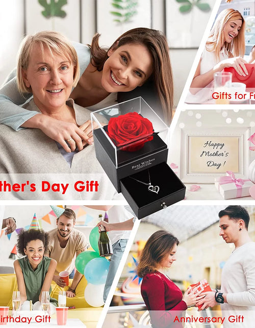 Load image into Gallery viewer, Preserved Red Real Rose with Heart I Love You Necklace，Eternal Flowers Rose Birthday Gifts for Women Her Mom Wife Girlfriend Grandma on Valentines Mothers Day Christmas Anniversary Romant
