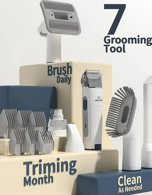 Load image into Gallery viewer, 7 in 1 Dog Grooming Kit, Low Noise Pet Grooming Vacuum with 1.5 L Dust Cup, Dog Vacuum for Shedding Grooming, with 7 Professional Grooming Tools for Dogs Cats Pet Hair &amp; Home Cleaning, Gray
