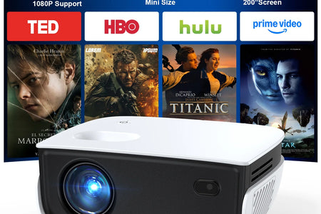 Proyector Mini 1080P Con Bluetooth, Corrección De Clave, Hasta Soporta Pantalla De 240''