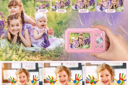 Cámara Digital Cámara Para Niños Con Tarjeta De 32GB FHD 1080P 44MP Cámara Para Vlogging Zoom Digital 16X Cámara Portátil (Rosa)
