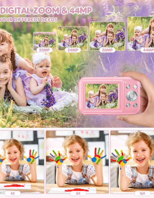 Load image into Gallery viewer, Cámara Digital Cámara Para Niños Con Tarjeta De 32GB FHD 1080P 44MP Cámara Para Vlogging Zoom Digital 16X Cámara Portátil (Rosa)
