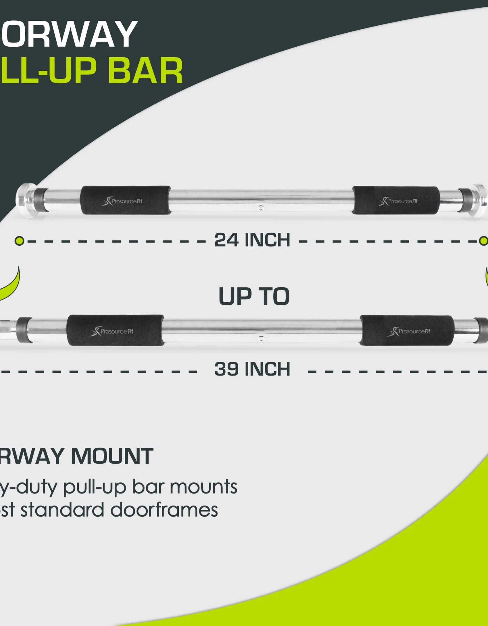Heavy Duty Doorway Mount Pull Up/Chin-Up Bar, Adjustable with Foam Grips for Home Workouts