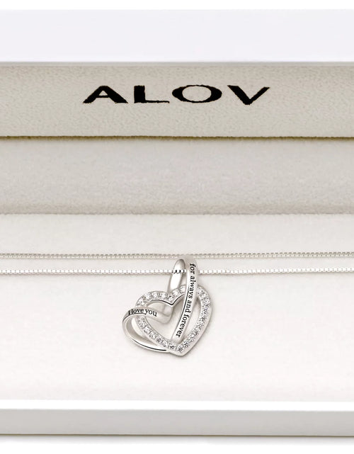 Load image into Gallery viewer, Jewelry Sterling Silver "I Love You for Always and Forever" Love Heart Cubic Zirconia Necklace
