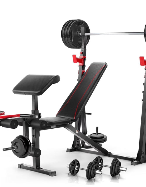 Load image into Gallery viewer, Adjustable Weight Bench 900LBS Olympic Weight Bench Set with Squat Rack, Preacher Curl, Leg Extension Full Body Exercise Workout Bench Press for Home Gym
