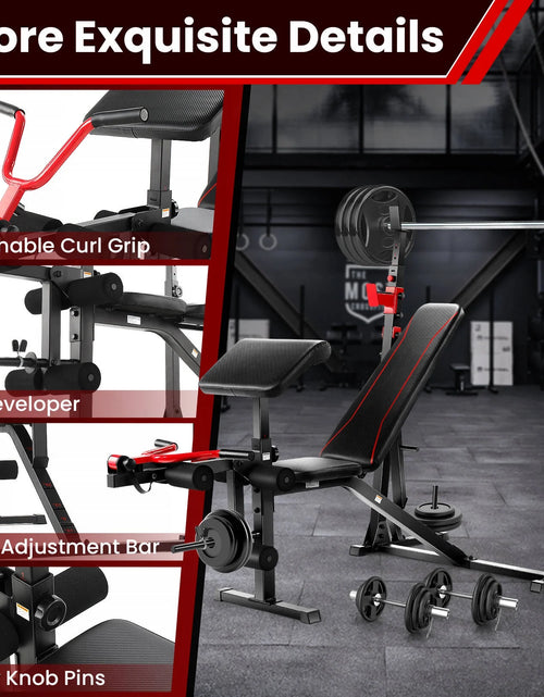 Load image into Gallery viewer, Adjustable Weight Bench 900LBS Olympic Weight Bench Set with Squat Rack, Preacher Curl, Leg Extension Full Body Exercise Workout Bench Press for Home Gym
