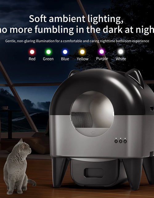 Load image into Gallery viewer, OMCPET Self Cleaning Cat Litter Box, Automatic Smart Litter Box for Multiple Cats with 10 Safety Sensor Radars, 110L Electric Cat Box with App-Control, Odor Control, Quiet Operation, Black
