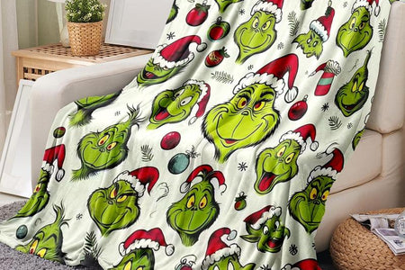 Grinch Pattern Throw Blanket