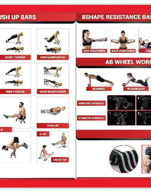 Load image into Gallery viewer, Rueda Rodillo Ab 17 En 1, Kit De Equipo De Entrenamiento De Rueda Ab Con Bandas De Resistencia, Rodillera, Cuerda Para Saltar, Barra Para Flexiones, Rodillo De Rueda Ab Para Gimnasio Y Entrenamiento En Casa Rueda Abdominal Unisex Para Fuerza Del Core Negro
