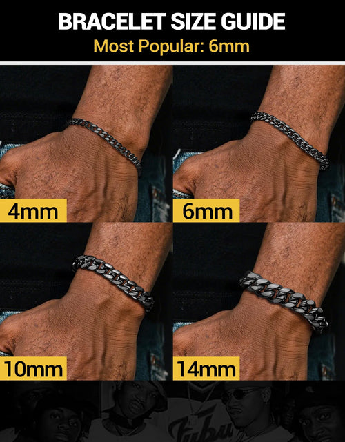 Load image into Gallery viewer, Men Chain Bracelet Black Cuban Curb Bracelet 6MM 8.3 Inch Wrist Bracelet Mens Birthday Valentines Day Jewelry Gifts for Him Dad Adults Age

