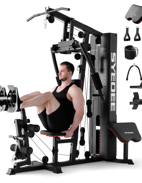 Load image into Gallery viewer, Home Gym Station, Workout Station with 150LBS Weight Stack, Home Gym Equipment for All Body Training.
