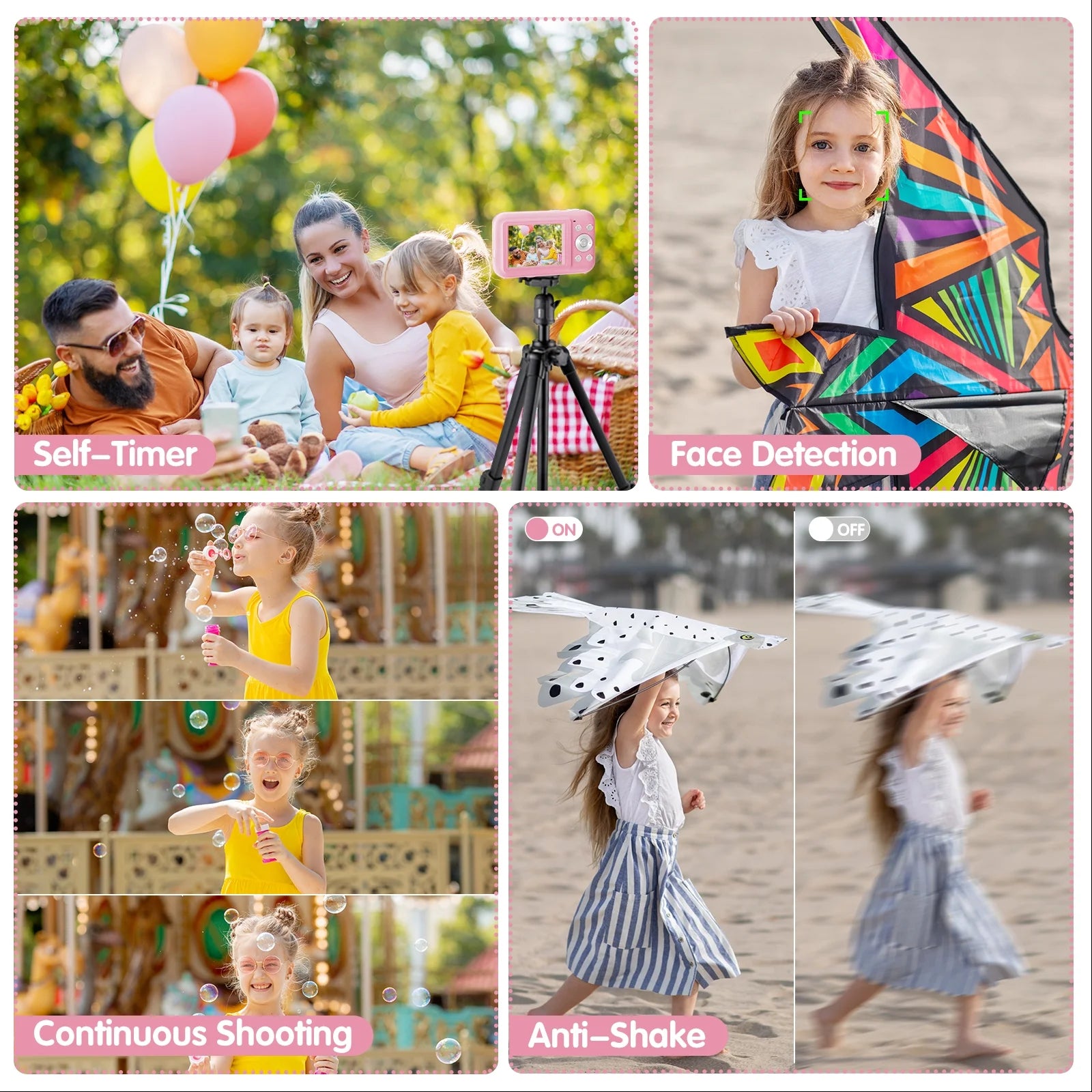 Cámara Digital Cámara Para Niños Con Tarjeta De 32GB FHD 1080P 44MP Cámara Para Vlogging Zoom Digital 16X Cámara Portátil (Rosa)