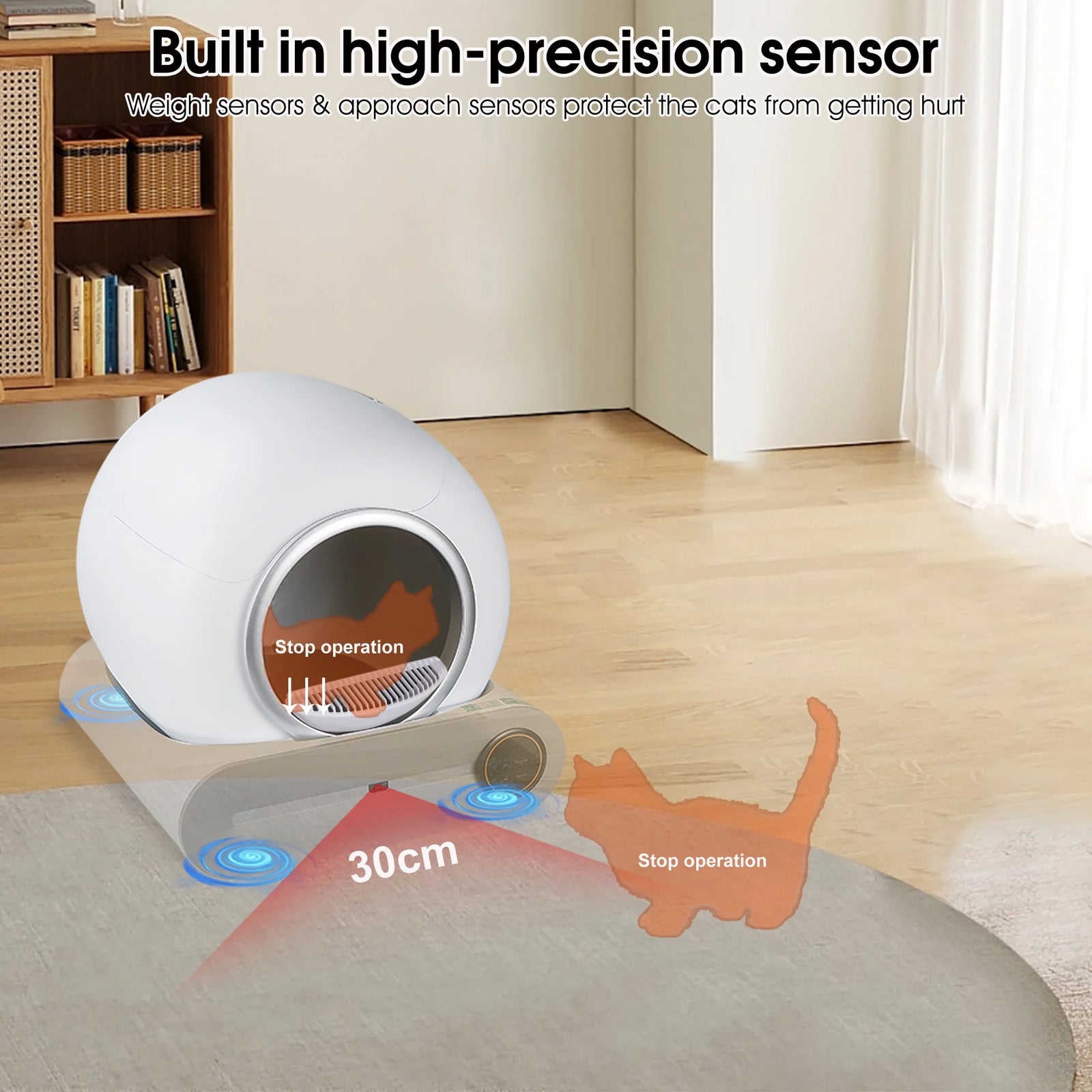 Caja De Arena Autolimpiante, Caja De Arena Automática Para Gatos Con Soporte De Control Por Aplicación, Protección De Seguridad Integrada, Caja De Arena Automática Inteligente Para Gatos Con Forro