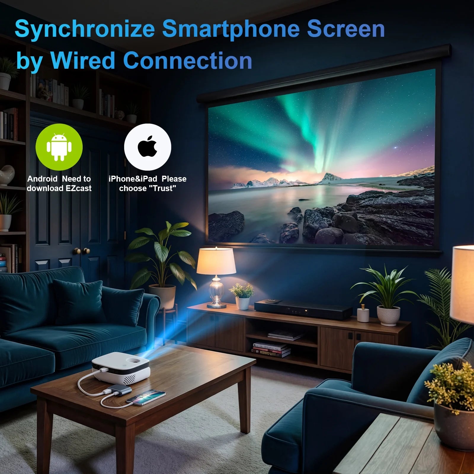 Proyector Mini 1080P Con Bluetooth, Corrección De Clave, Hasta Soporta Pantalla De 240''