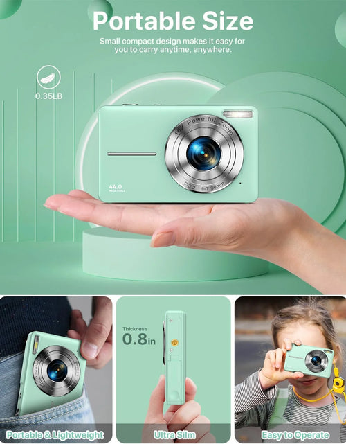 Load image into Gallery viewer, Digital Camera FHD1080P 44MP Portable Camera for Kids 2.4"LCD Screen Small Video Camera with 32G Card
