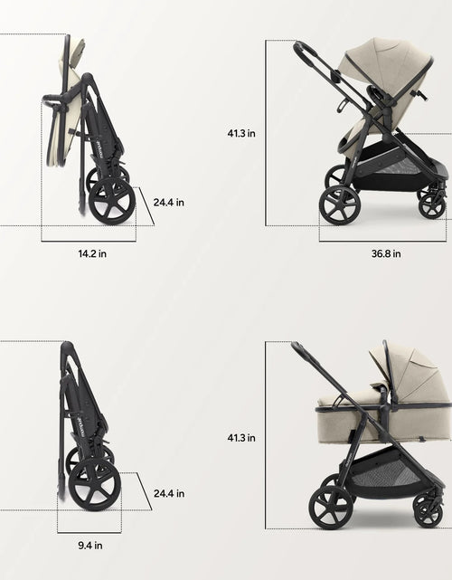 Load image into Gallery viewer, Wiz Carriola 2 En 1 Para Bebé Con Modo Moisés, Asiento Reversible Y Capota Grande, Caqui, 22.3 Lb, Unisex
