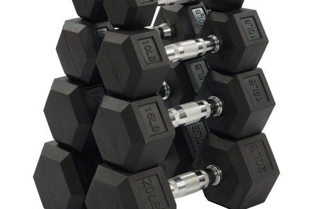 Dumbbell Set, Pairs of 5 Lb, 10 Lb, 15 Lb, and 20 Lb
