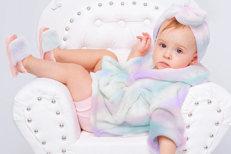 Bata Para Bebé - Juego De Bata De Baño De Felpa Suave - Bata De Baño Y Pantuflas Para Niños + Turbante Para Niñas (Tie Dye, 12-24 Meses)