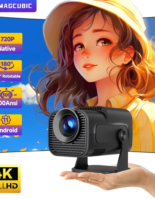 Load image into Gallery viewer, HY320 Mini Newly Native 720P Android 11 4K Projector 300ANSI Wifi6 BT5.0 Cinema Outdoor Portable 180° Rotable Projector
