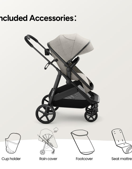 Load image into Gallery viewer, Wiz Carriola 2 En 1 Para Bebé Con Modo Moisés, Asiento Reversible Y Capota Grande, Caqui, 22.3 Lb, Unisex
