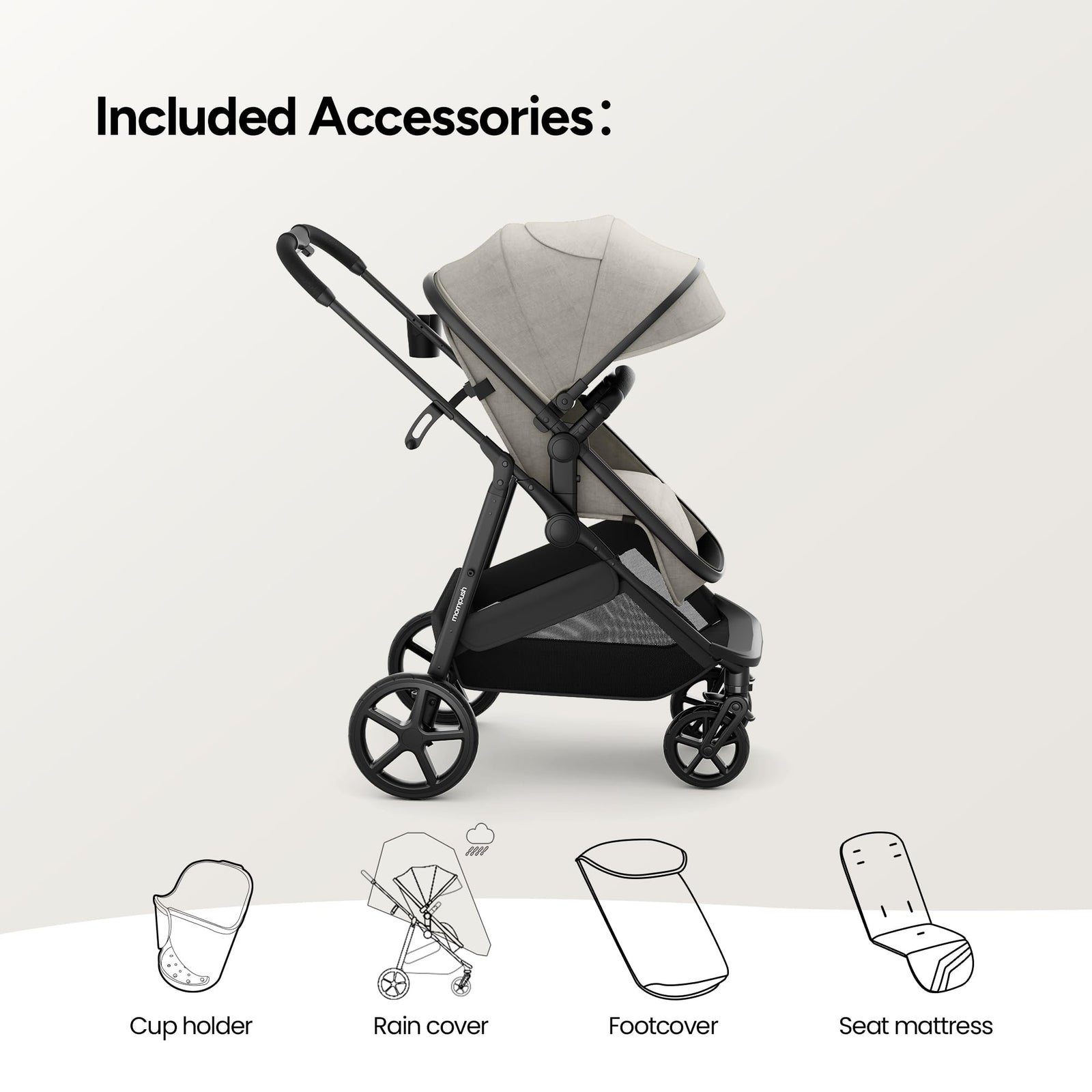 Wiz Carriola 2 En 1 Para Bebé Con Modo Moisés, Asiento Reversible Y Capota Grande, Caqui, 22.3 Lb, Unisex