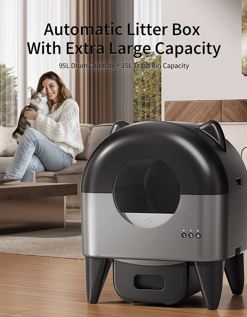 Load image into Gallery viewer, OMCPET Self Cleaning Cat Litter Box, Automatic Smart Litter Box for Multiple Cats with 10 Safety Sensor Radars, 110L Electric Cat Box with App-Control, Odor Control, Quiet Operation, Black
