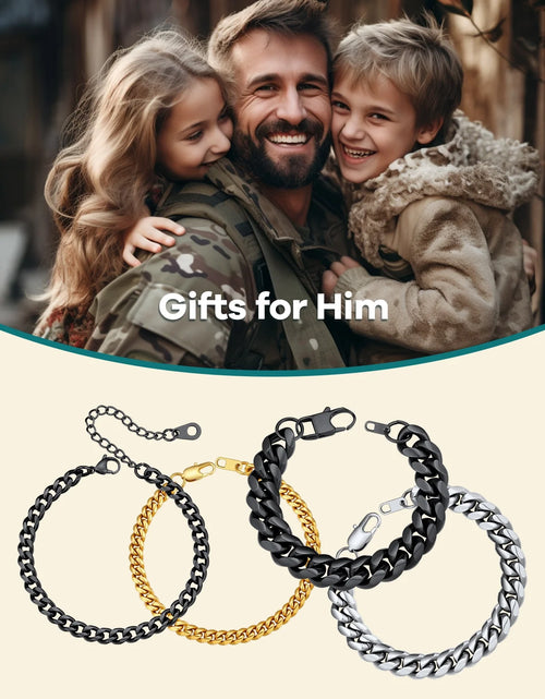 Load image into Gallery viewer, Men Chain Bracelet Black Cuban Curb Bracelet 6MM 8.3 Inch Wrist Bracelet Mens Birthday Valentines Day Jewelry Gifts for Him Dad Adults Age
