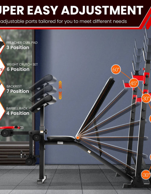 Load image into Gallery viewer, Adjustable Weight Bench 900LBS Olympic Weight Bench Set with Squat Rack, Preacher Curl, Leg Extension Full Body Exercise Workout Bench Press for Home Gym
