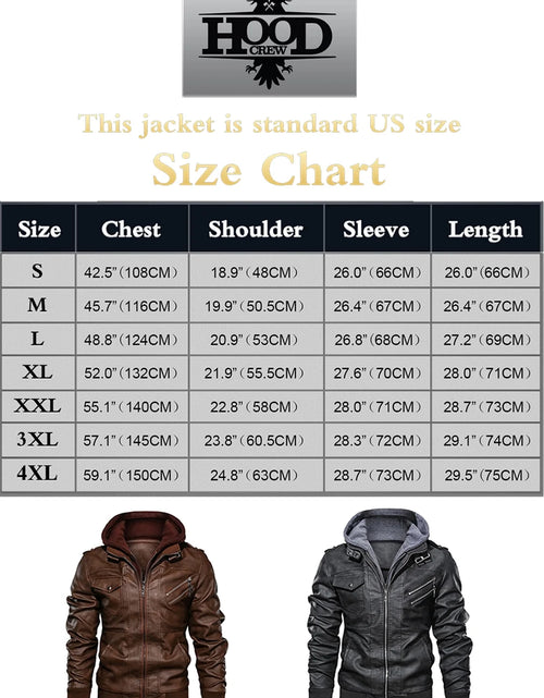 Load image into Gallery viewer, Chaqueta De Cuero Sintético Pu Para Hombre Con Capucha Desmontable Marrón 2XL

