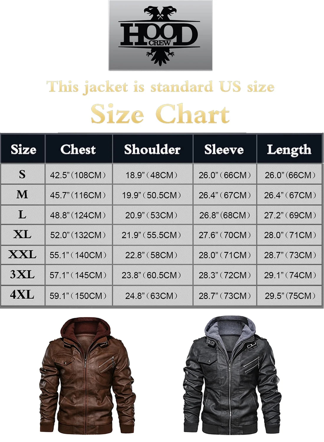 Chaqueta De Cuero Sintético Pu Para Hombre Con Capucha Desmontable Marrón 2XL
