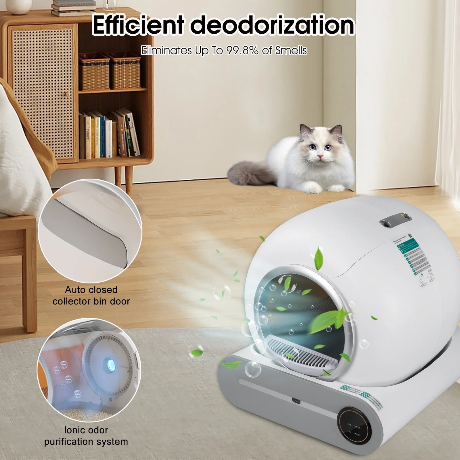 Caja De Arena Autolimpiante, Caja De Arena Automática Para Gatos Con Soporte De Control Por Aplicación, Protección De Seguridad Integrada, Caja De Arena Automática Inteligente Para Gatos Con Forro