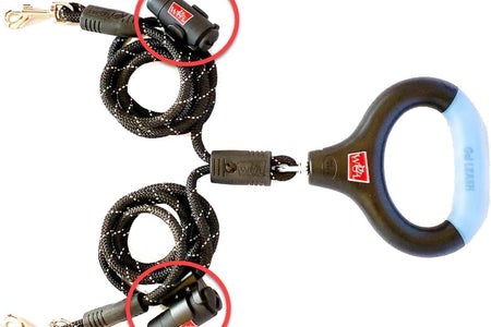 2 Dog LIGHT (L.E.D.) Leash Untangles Automatically with 360° Spin, Gel Handle - Reflective Rope. LIGHTS up to 25 FEET. Universal Size All Dogs