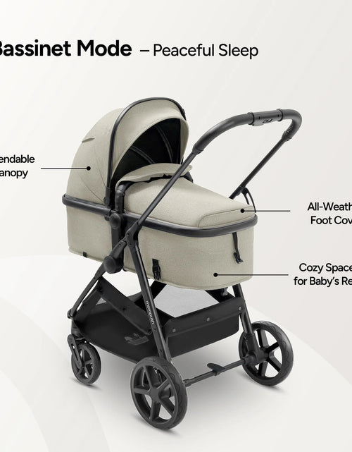 Load image into Gallery viewer, Wiz Carriola 2 En 1 Para Bebé Con Modo Moisés, Asiento Reversible Y Capota Grande, Caqui, 22.3 Lb, Unisex
