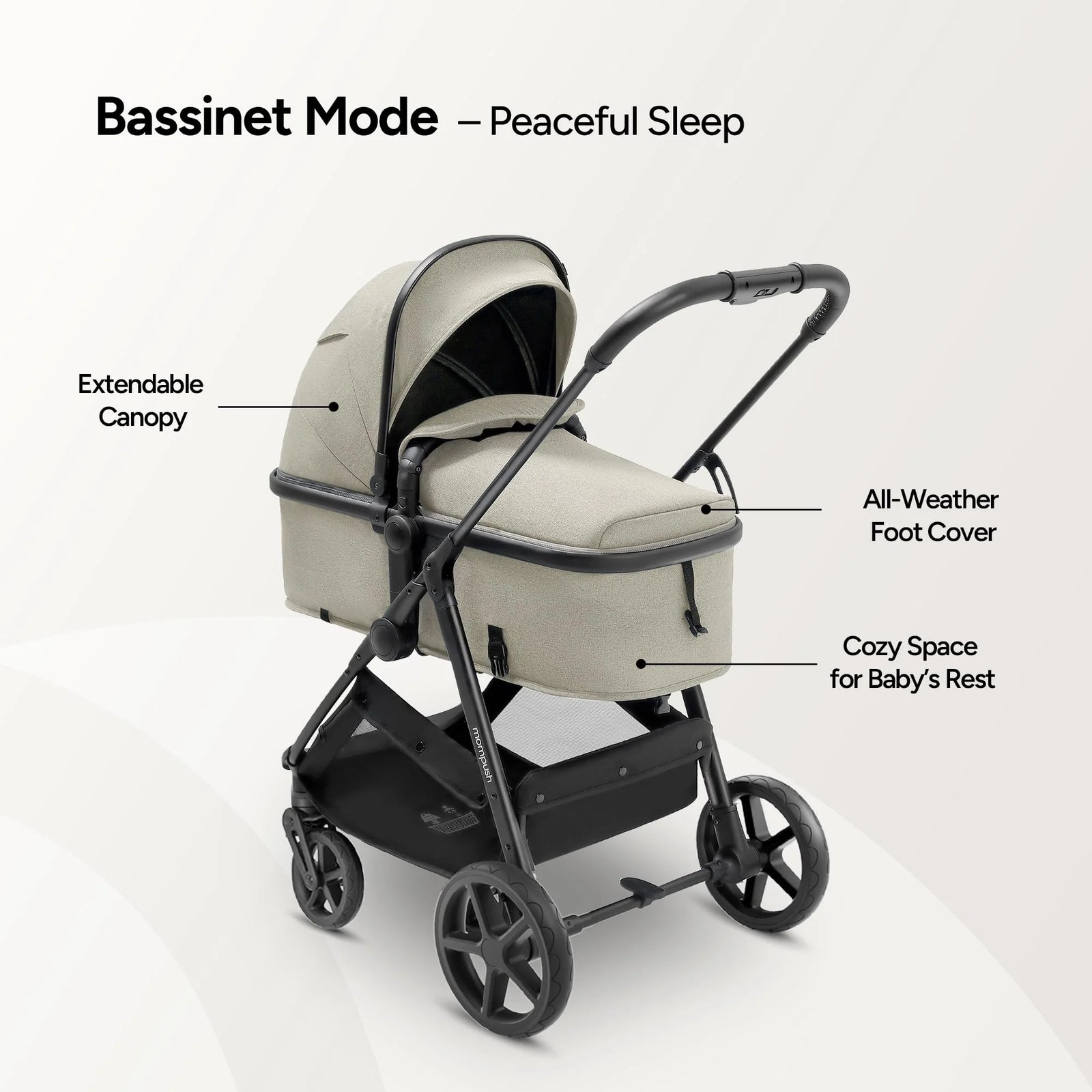 Wiz Carriola 2 En 1 Para Bebé Con Modo Moisés, Asiento Reversible Y Capota Grande, Caqui, 22.3 Lb, Unisex