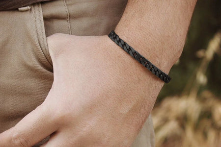 Men Chain Bracelet Black Cuban Curb Bracelet 6MM 8.3 Inch Wrist Bracelet Mens Birthday Valentines Day Jewelry Gifts for Him Dad Adults Age