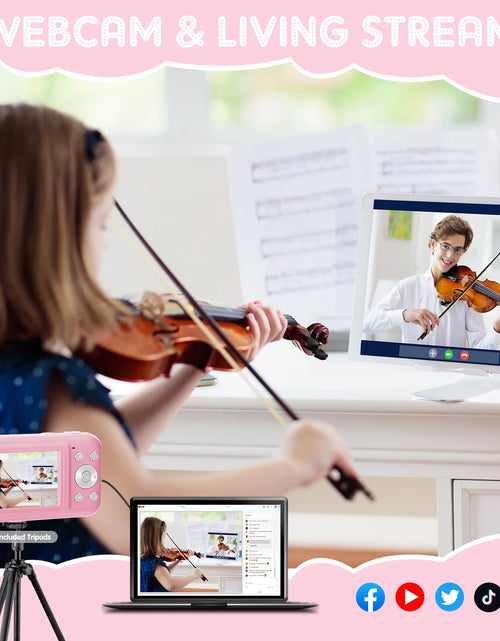 Load image into Gallery viewer, Cámara Digital Cámara Para Niños Con Tarjeta De 32GB FHD 1080P 44MP Cámara Para Vlogging Zoom Digital 16X Cámara Portátil (Rosa)
