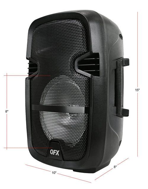 Load image into Gallery viewer, PBX-808TWS Dual 8-Inch Portable Bluetooth PA Speaker System with Stands, Wired Mics, Remotes, USB/FM/TWS/LED
