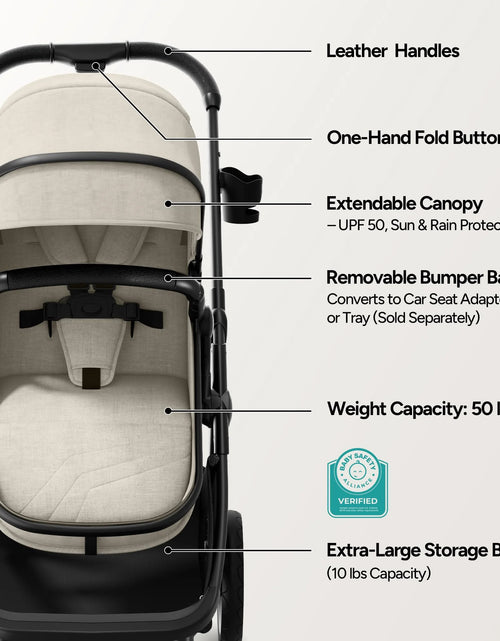 Load image into Gallery viewer, Wiz Carriola 2 En 1 Para Bebé Con Modo Moisés, Asiento Reversible Y Capota Grande, Caqui, 22.3 Lb, Unisex
