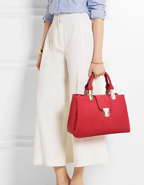 Load image into Gallery viewer, Bolso De Mano Para Mujer, Bolso De Mano Con Asa Superior, Bolso Mediano Tipo Tote, Bolso De Hombro De Cuero Vegano
