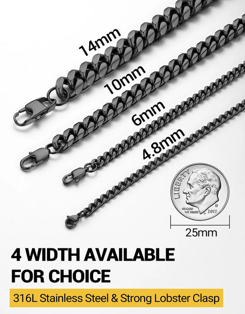 Load image into Gallery viewer, Men Chain Bracelet Black Cuban Curb Bracelet 6MM 8.3 Inch Wrist Bracelet Mens Birthday Valentines Day Jewelry Gifts for Him Dad Adults Age
