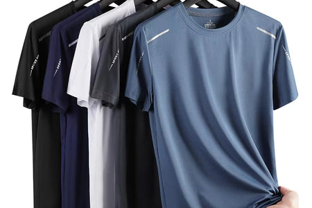 Men'S Running Quick Drying T-Shirts Breathable Hiking Fishing Tees Soft Elasticity Outdoor Sports Short Shirt Summer