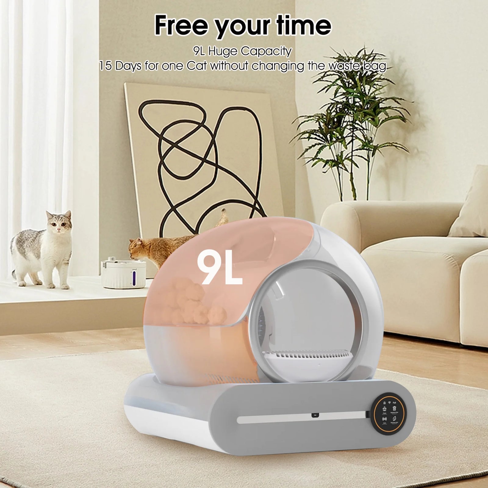 Caja De Arena Autolimpiante, Caja De Arena Automática Para Gatos Con Soporte De Control Por Aplicación, Protección De Seguridad Integrada, Caja De Arena Automática Inteligente Para Gatos Con Forro