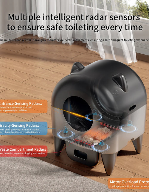 Load image into Gallery viewer, OMCPET Self Cleaning Cat Litter Box, Automatic Smart Litter Box for Multiple Cats with 10 Safety Sensor Radars, 110L Electric Cat Box with App-Control, Odor Control, Quiet Operation, Black
