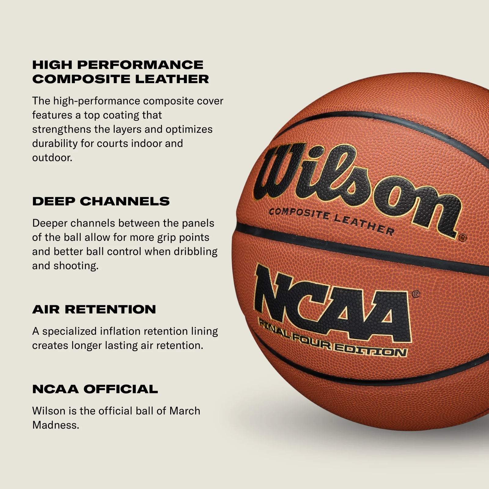 NCAA Final Four Balón De Baloncesto Para Interiores/Exteriores - Marrón, Tamaño 7 - 29.5"